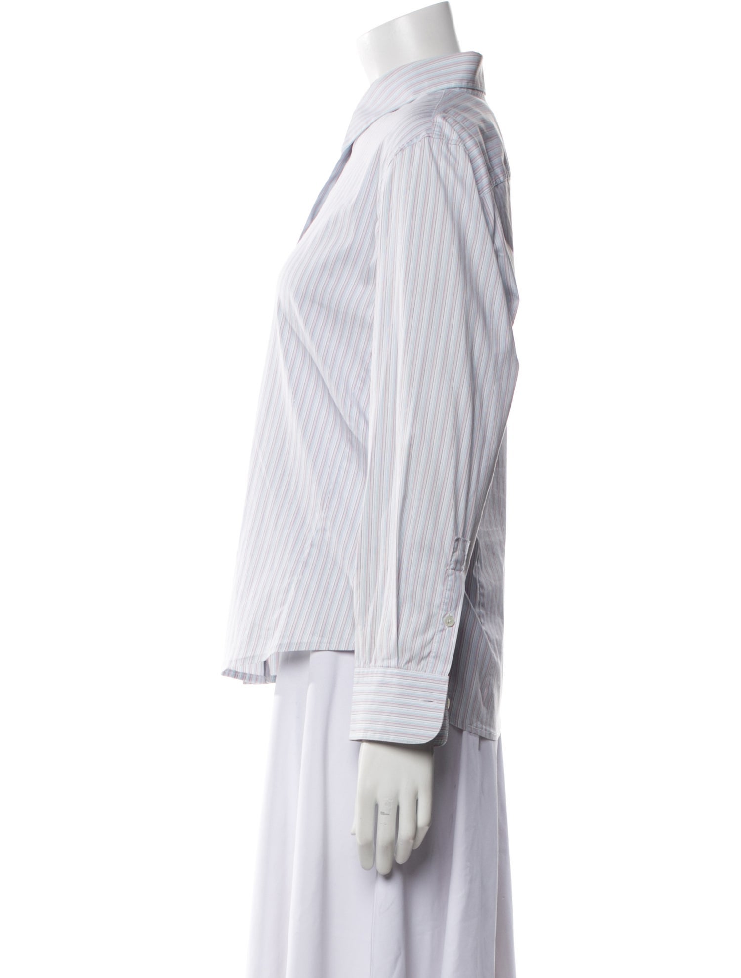 Loro Piana Striped Long Sleeve Button-Up Top