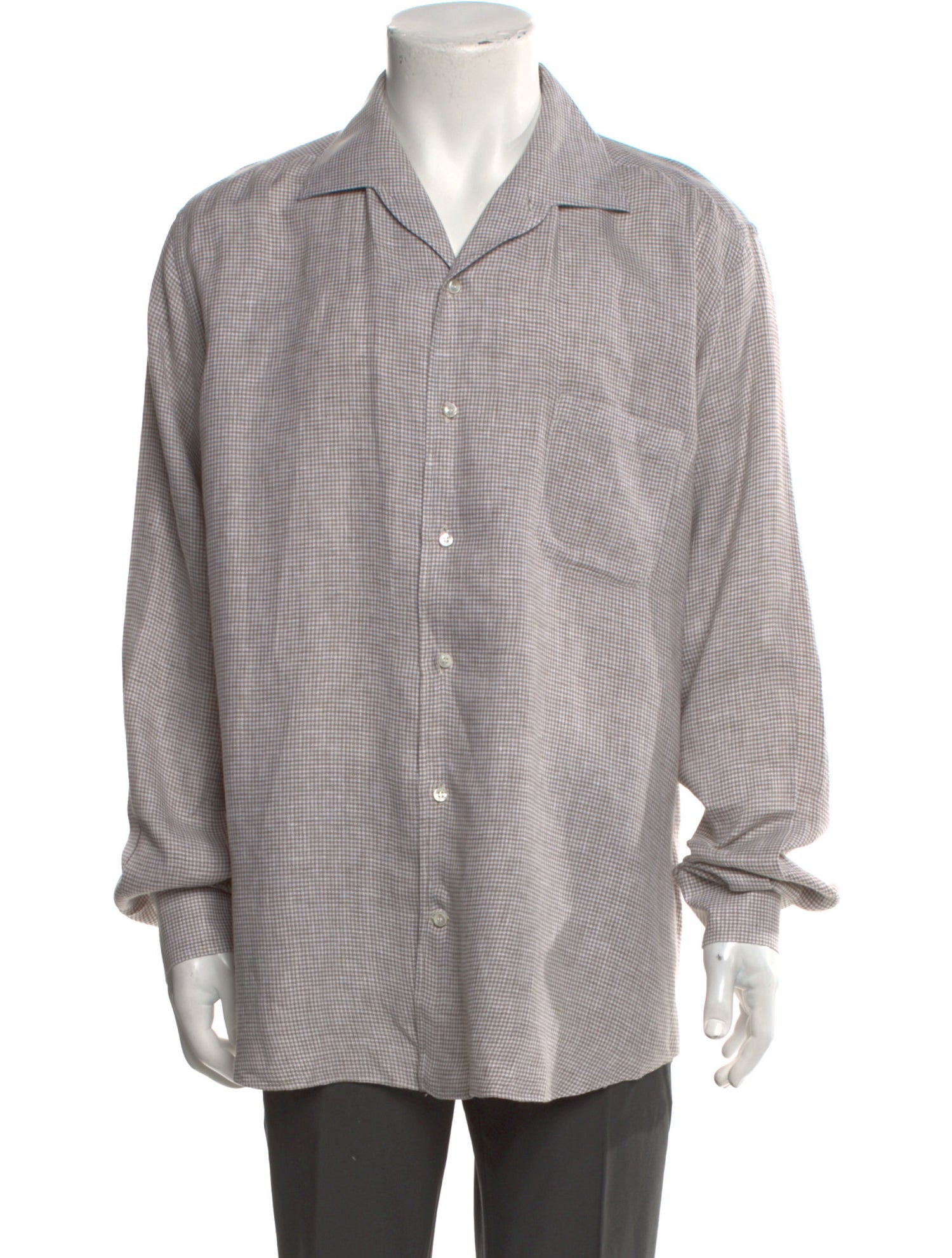 Loro Piana Linen Plaid Print Shirt