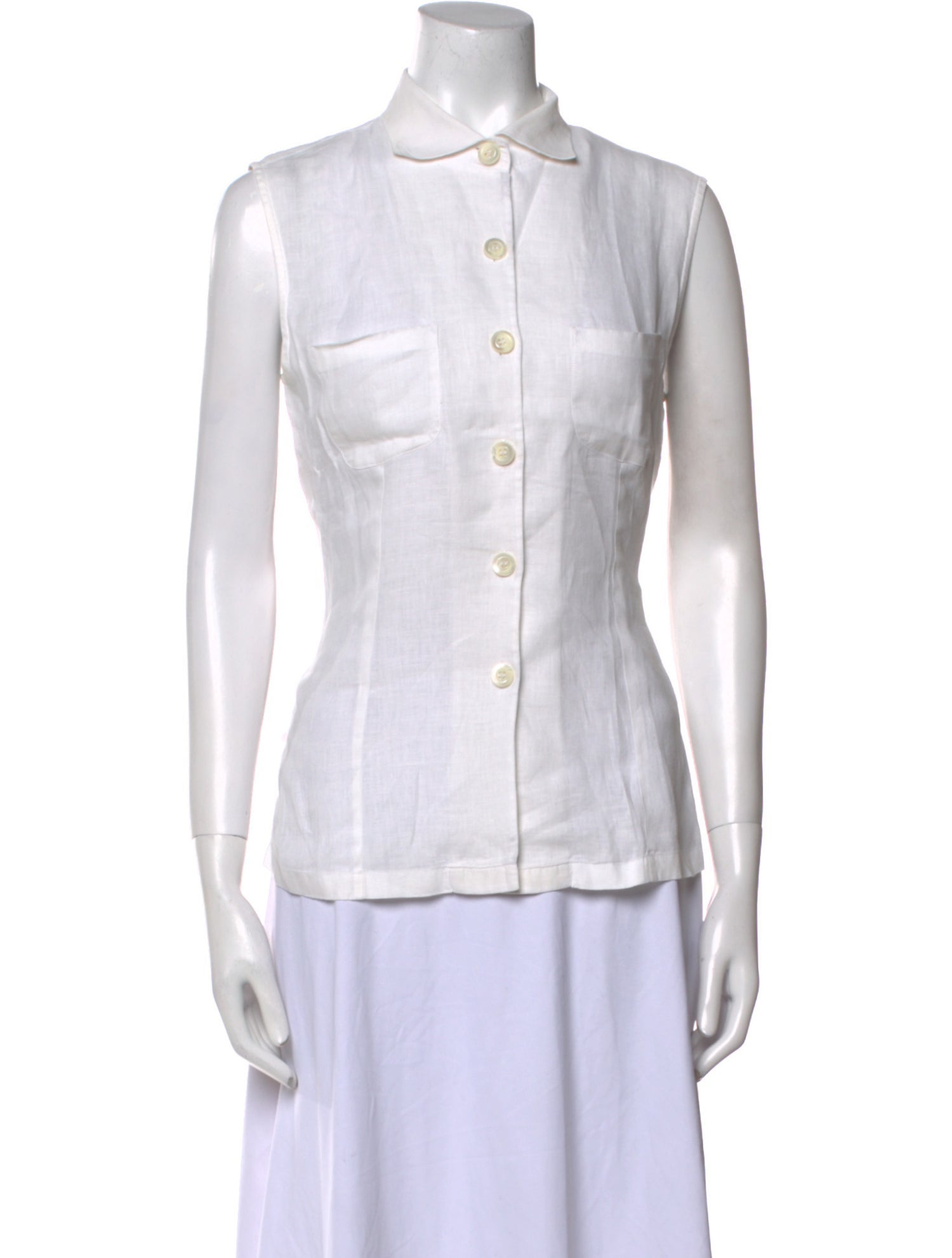 Loro Piana Linen Sleeveless Button-Up Top