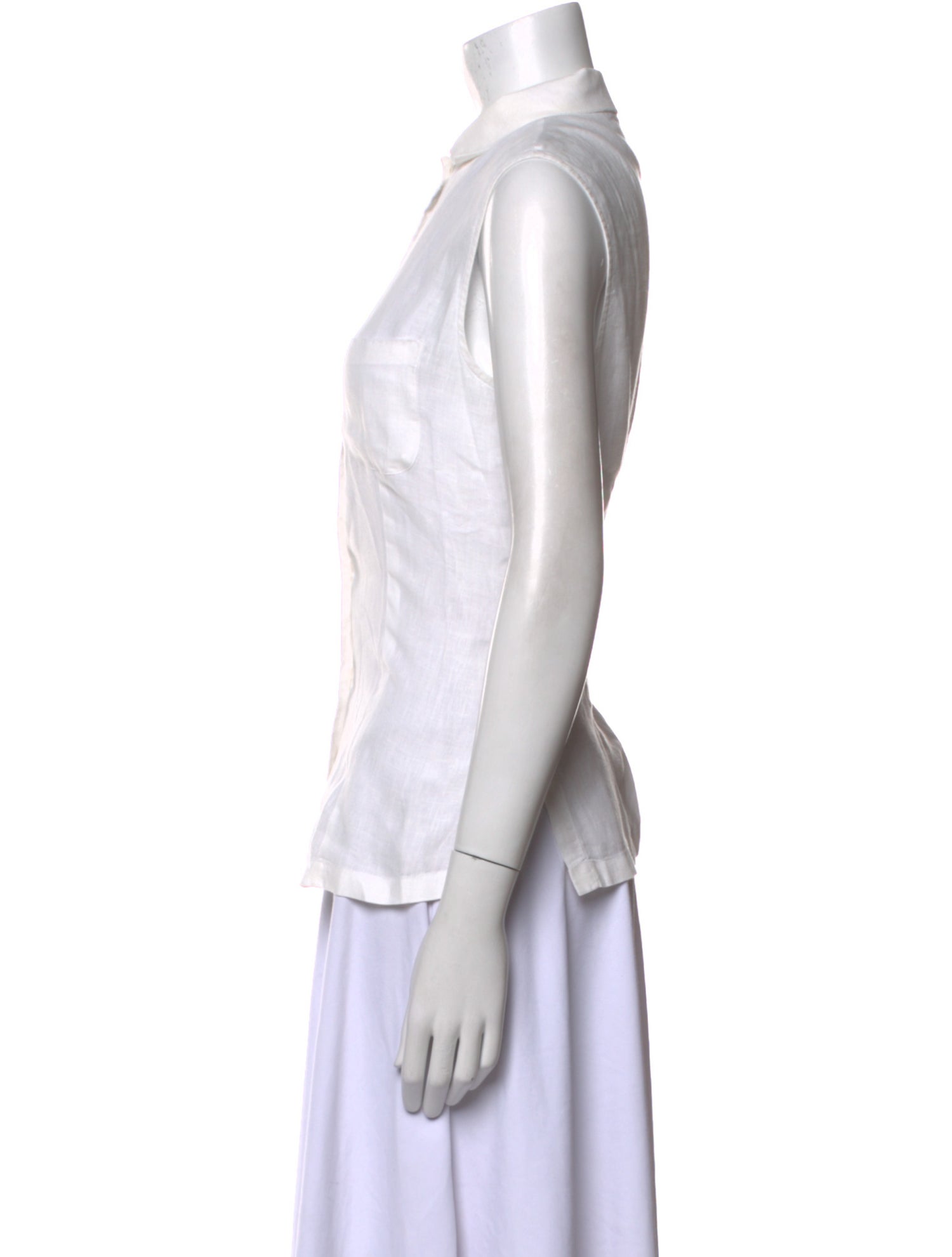 Loro Piana Linen Sleeveless Button-Up Top