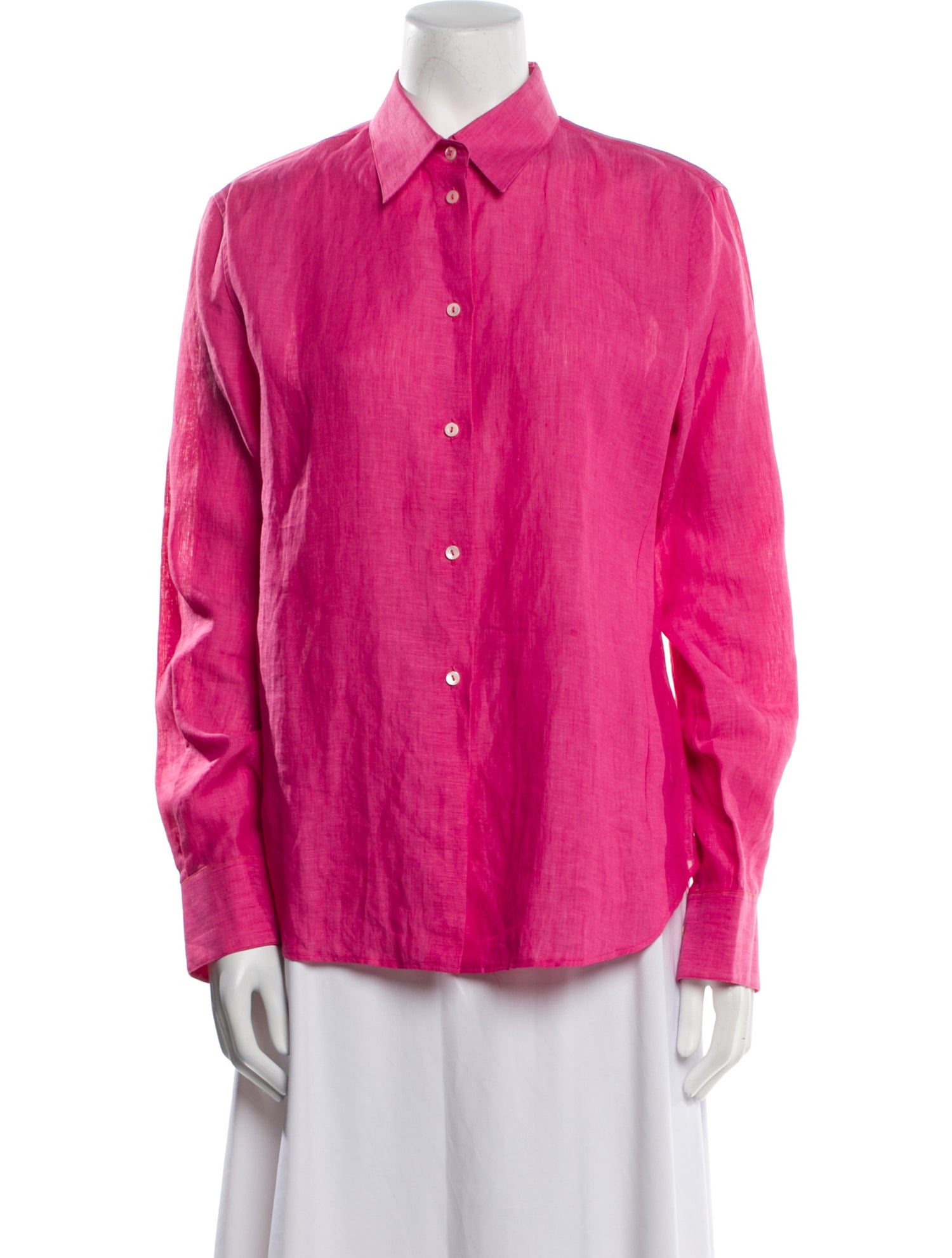 Loro Piana Linen Long Sleeve Button-Up Top