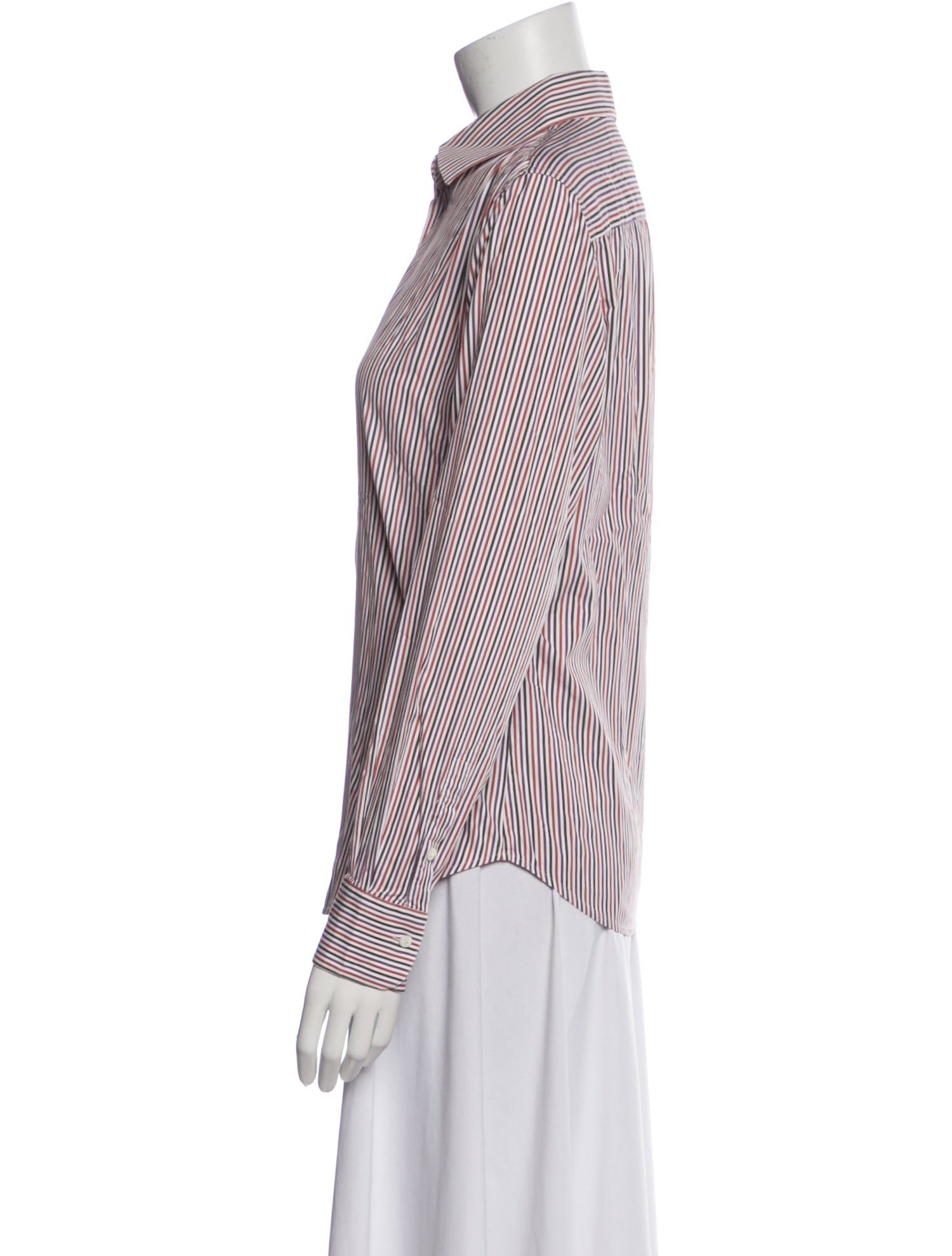 Loro Piana Striped Long Sleeve Button-Up Top