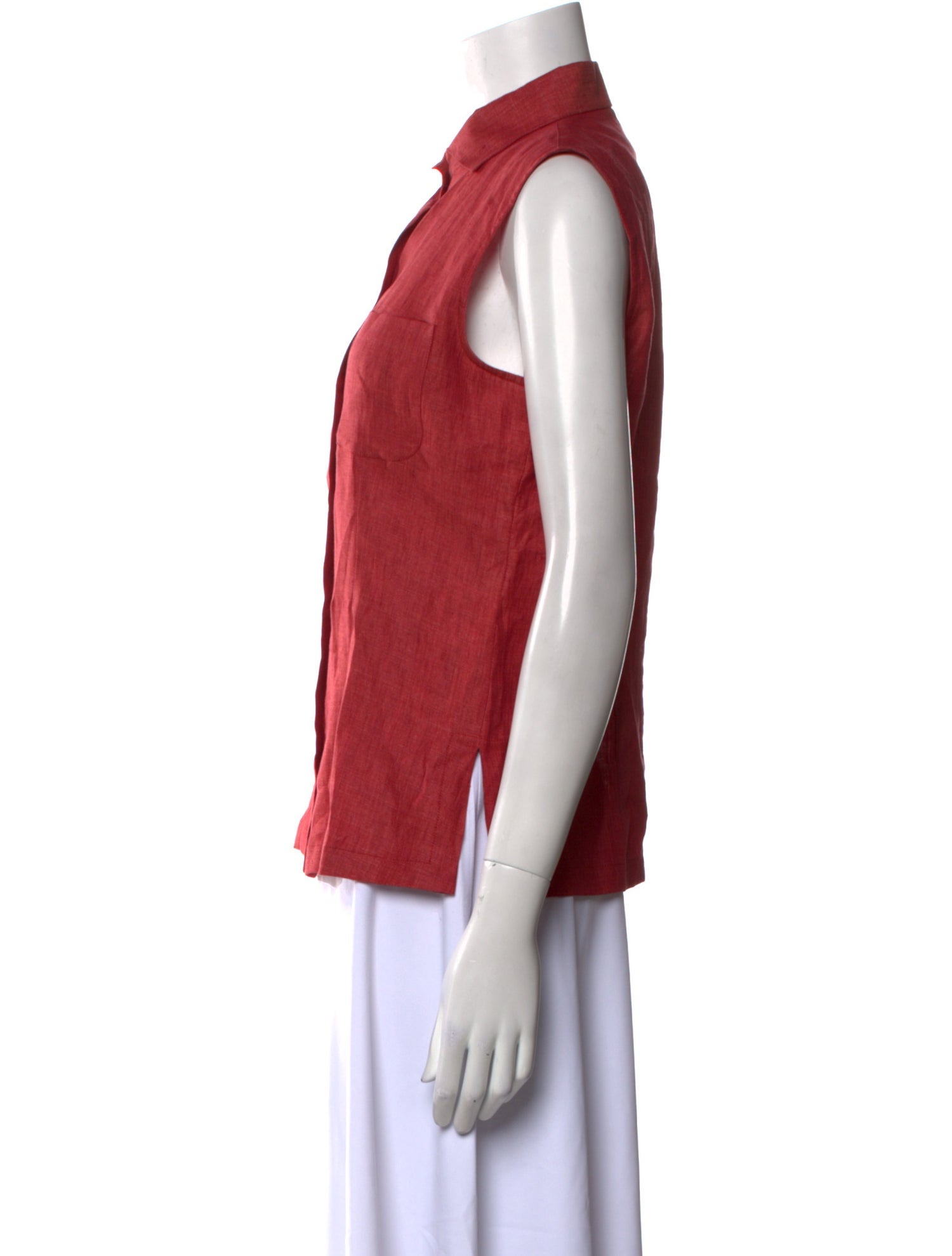 Loro Piana Linen Sleeveless Button-Up Top