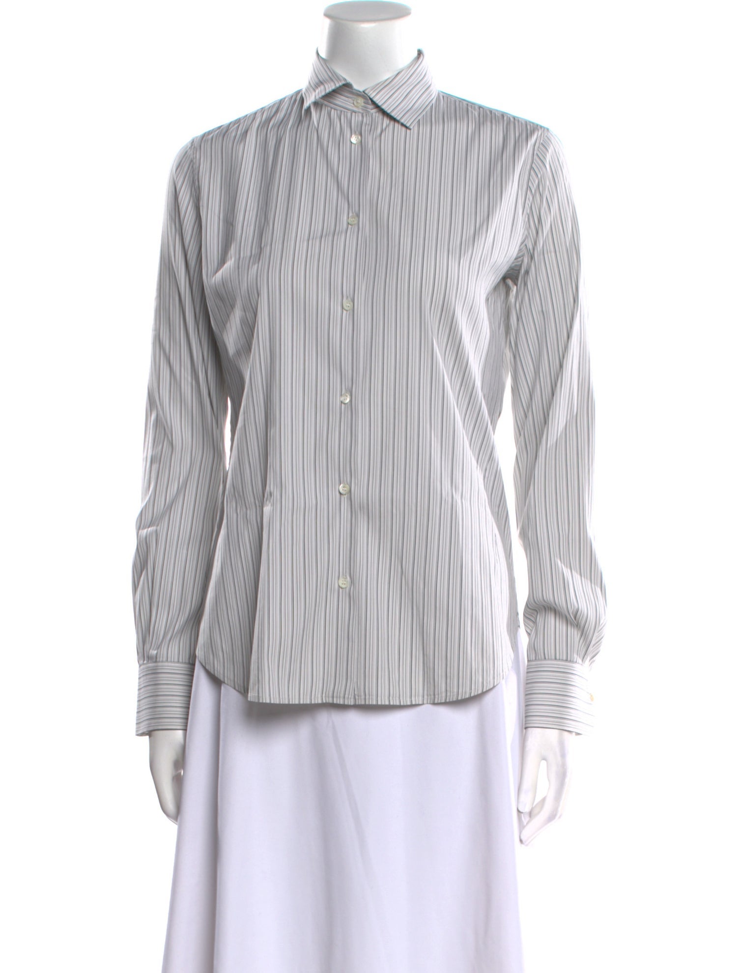 Loro Piana Striped Long Sleeve Button-Up Top