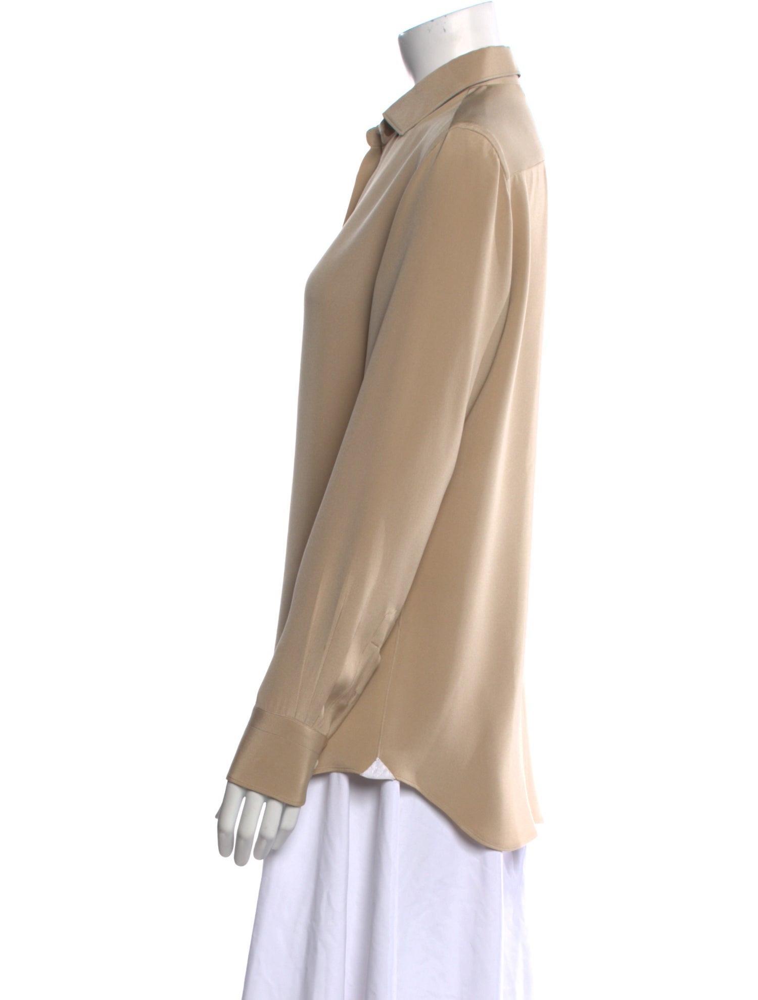 Loro Piana Silk Long Sleeve Button-Up Top