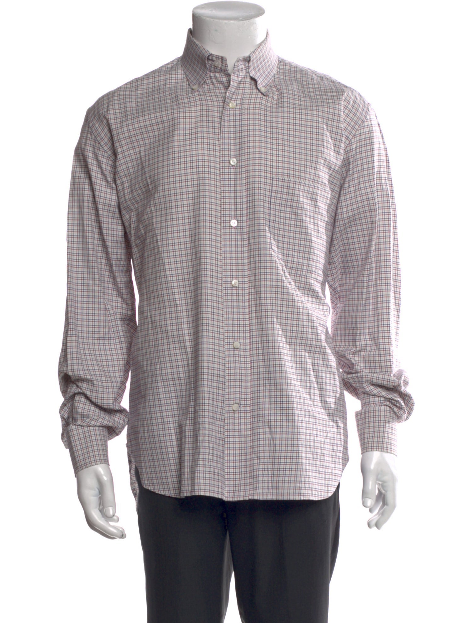Loro Piana Silk Plaid Print Dress Shirt