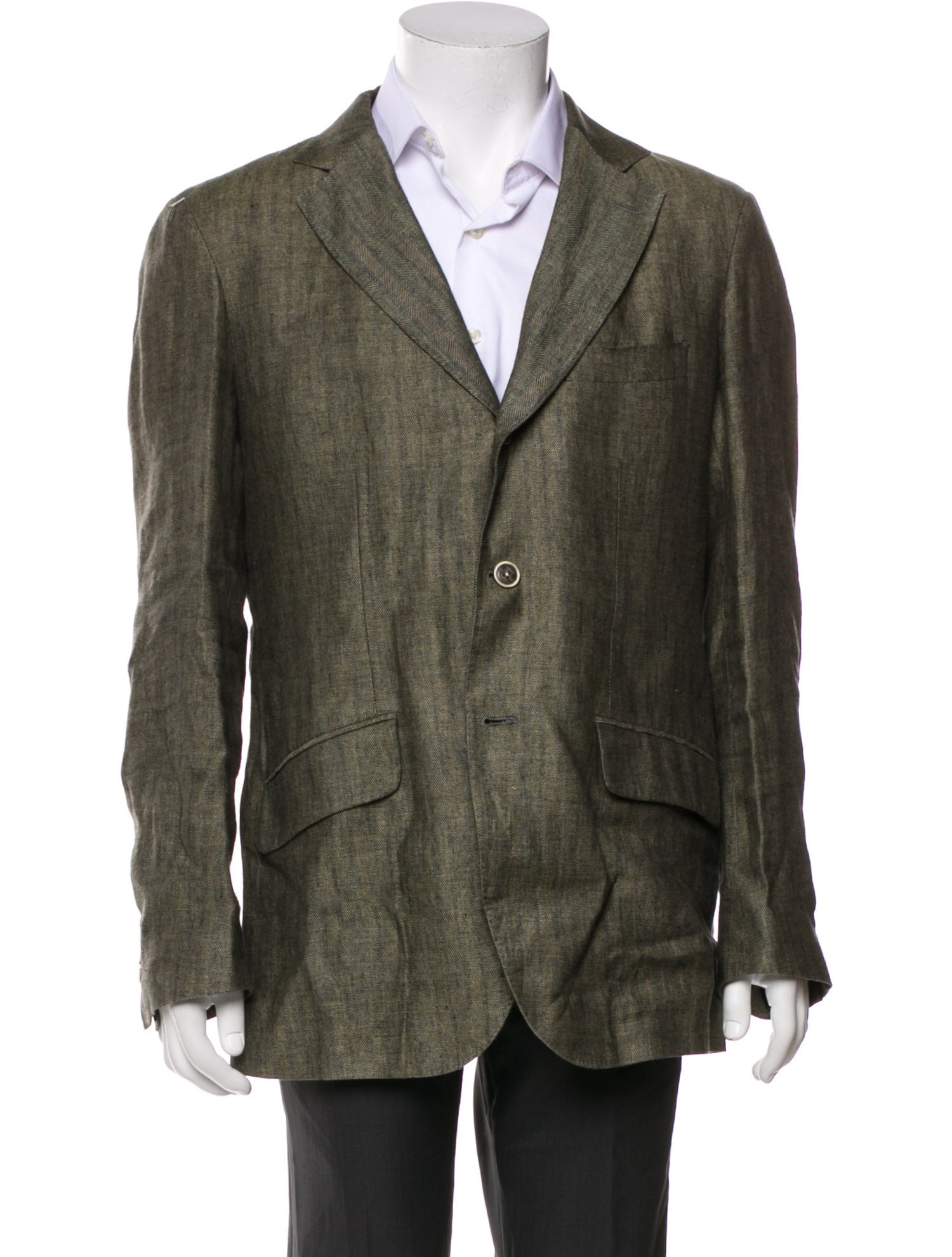 Loro Piana Linen Leather Trim Embellishment Blazer