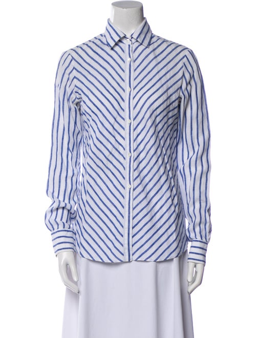Loro Piana Linen Striped Button-Up Top