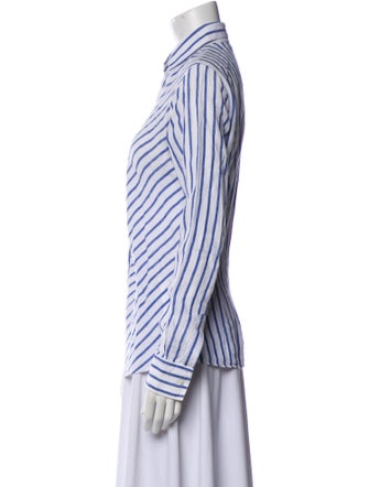 Loro Piana Linen Striped Button-Up Top