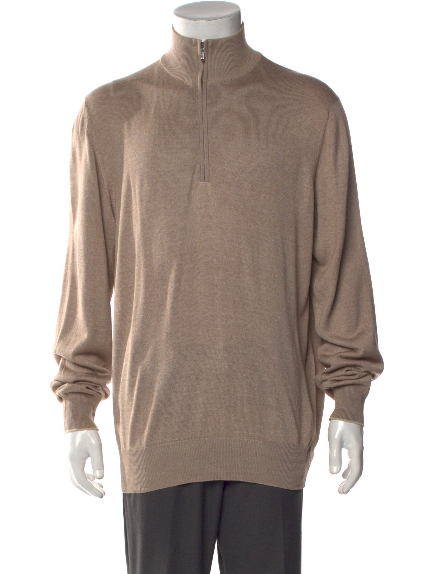 Loro Piana Mock Neck Long Sleeve Polo Sweater