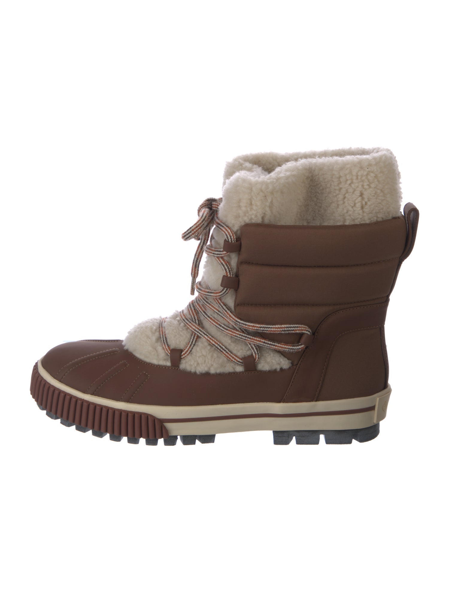 Loro Piana Leather Colorblock Pattern Lace-Up Boots