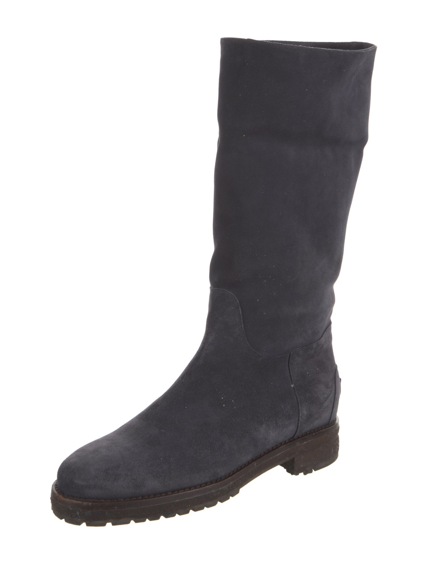 Loro Piana Suede Fur Trim Moto Boots