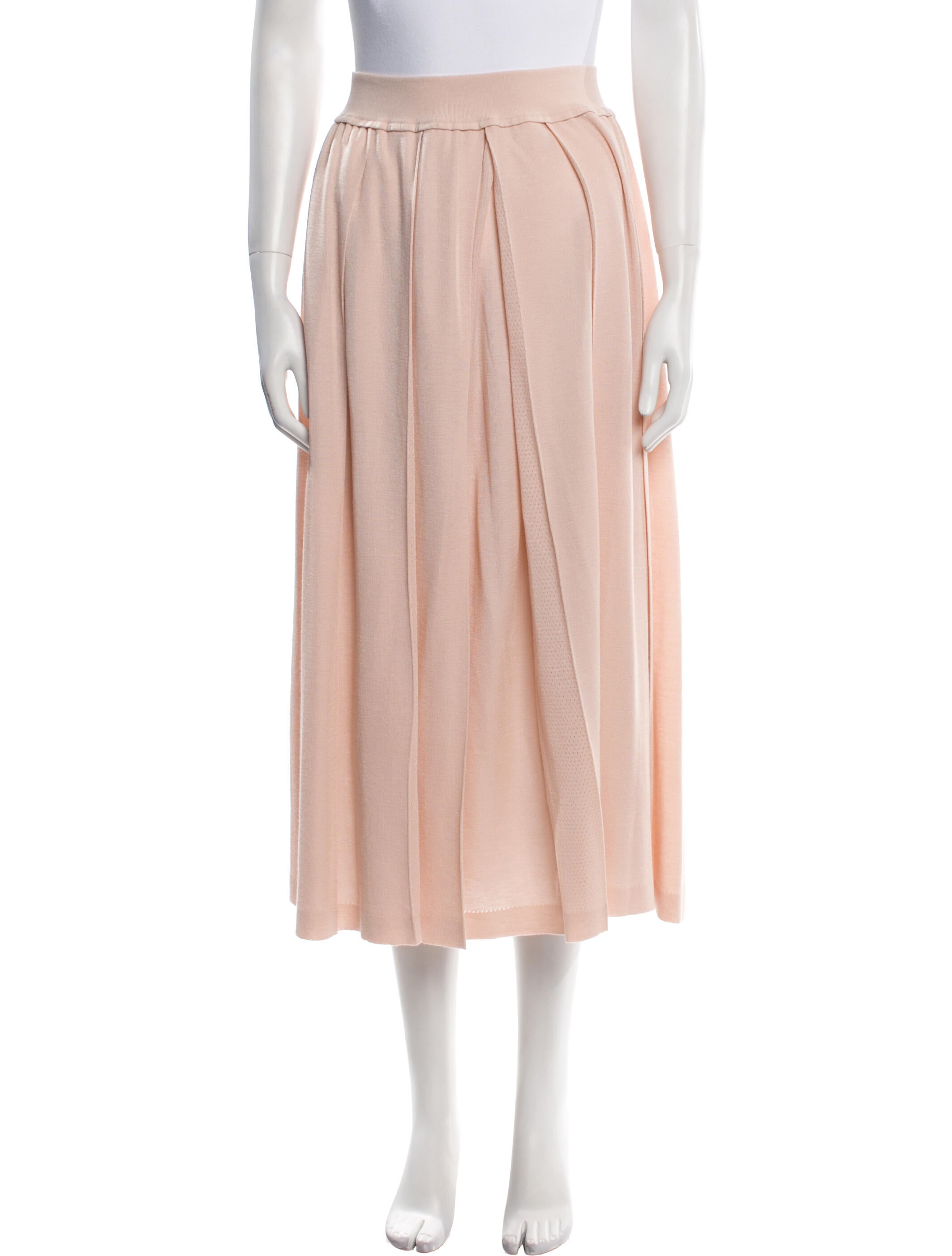Loro Piana Juan Cashmere & Silk Pleated Skirt Midi Length Skirt