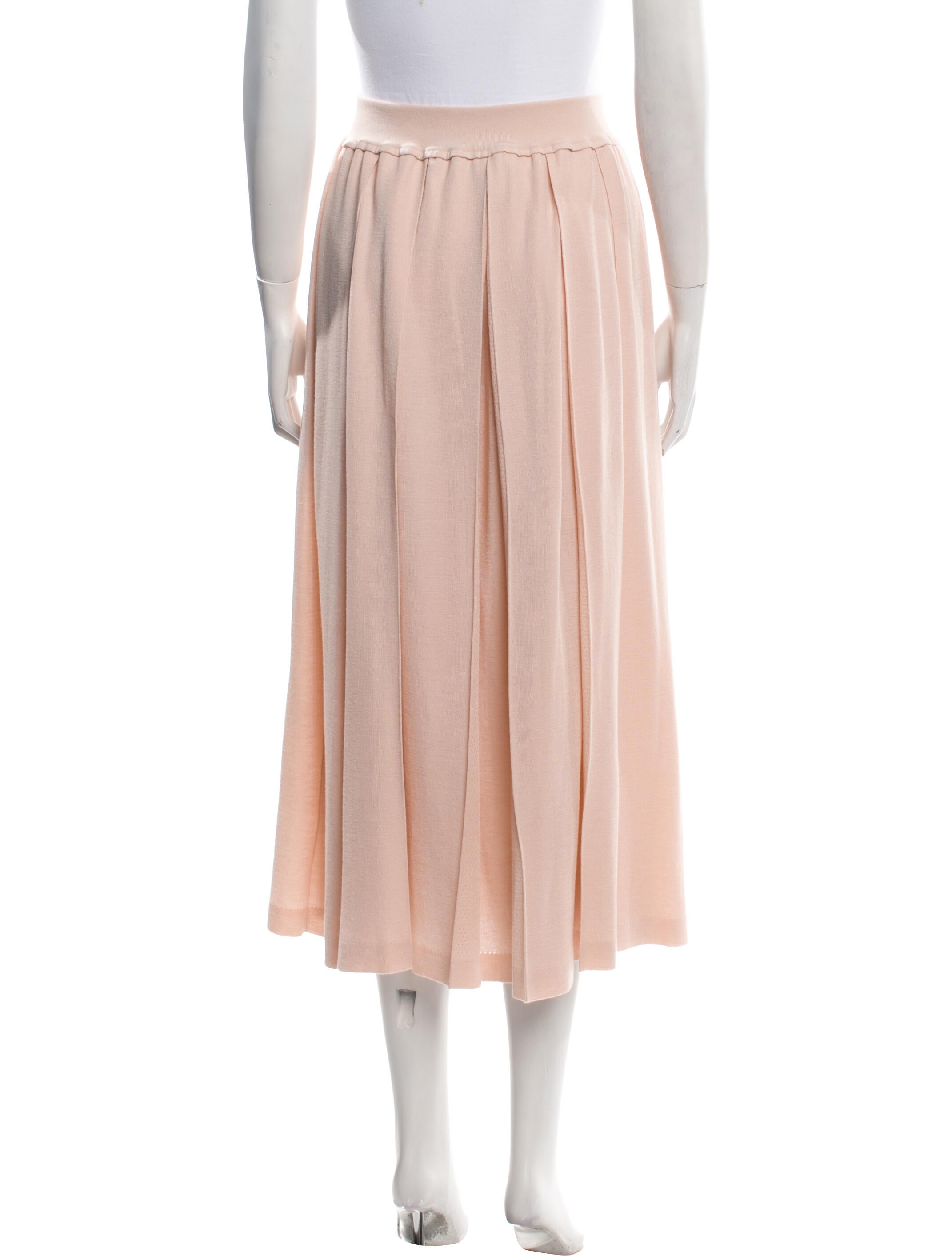 Loro Piana Juan Cashmere & Silk Pleated Skirt Midi Length Skirt