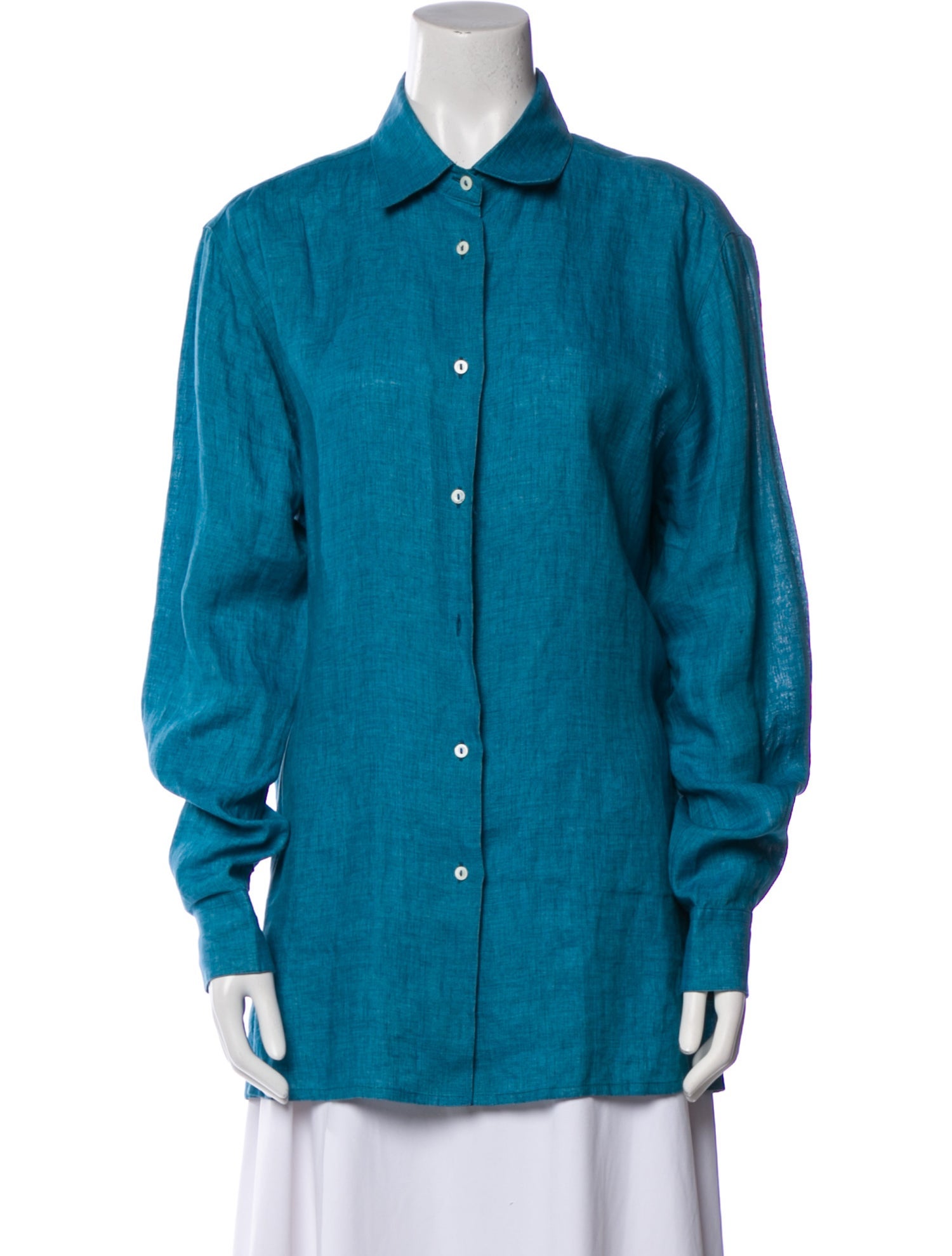 Loro Piana Linen Long Sleeve Button-Up Top