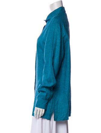 Loro Piana Linen Long Sleeve Button-Up Top
