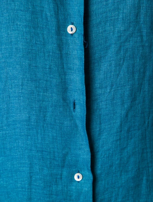 Loro Piana Linen Long Sleeve Button-Up Top