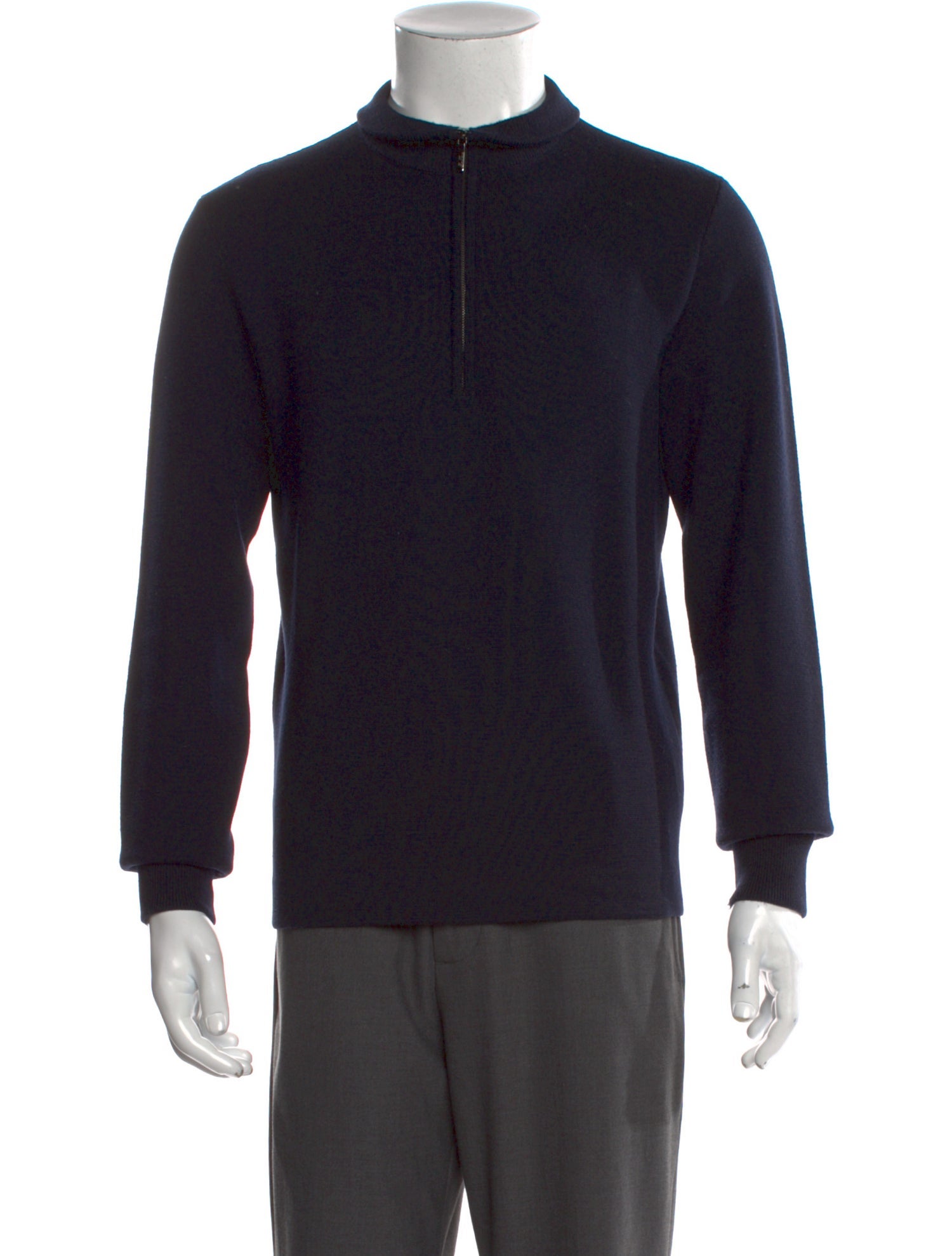 Loro Piana Virgin Wool Mock Neck Polo Sweater