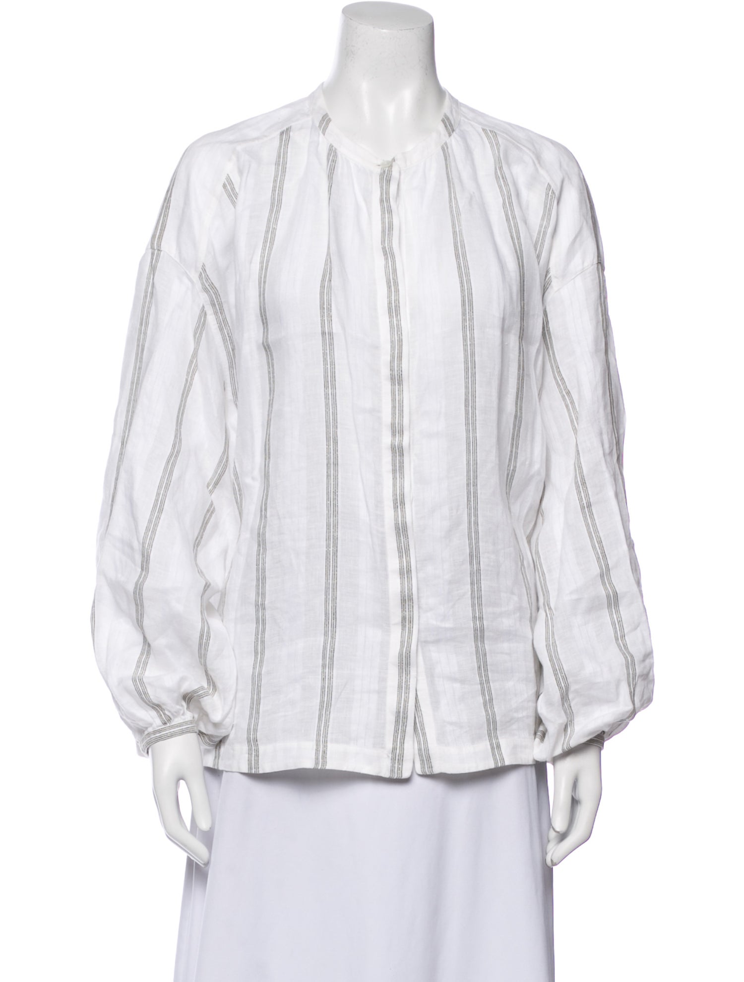 Loro Piana Linen Striped Button-Up Top