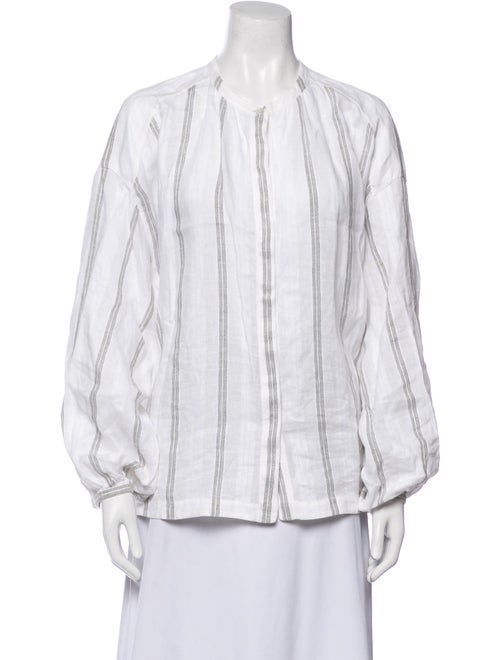 Loro Piana Linen Striped Button-Up Top