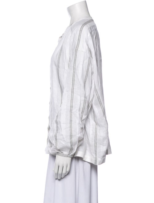Loro Piana Linen Striped Button-Up Top