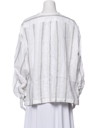 Loro Piana Linen Striped Button-Up Top