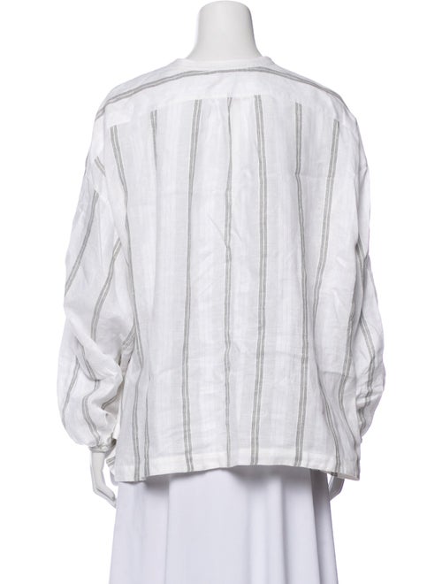 Loro Piana Linen Striped Button-Up Top