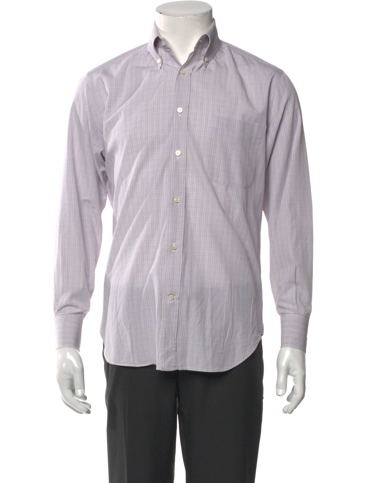Loro Piana Plaid Print Long Sleeve Dress Shirt
