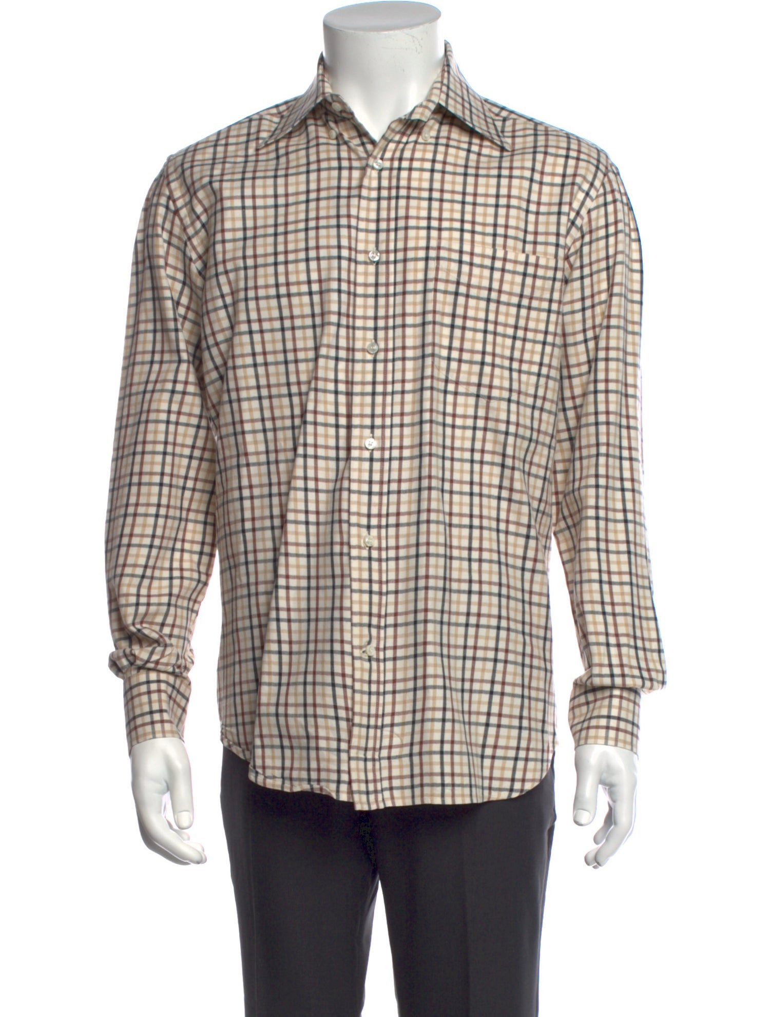Loro Piana Plaid Print Long Sleeve Shirt