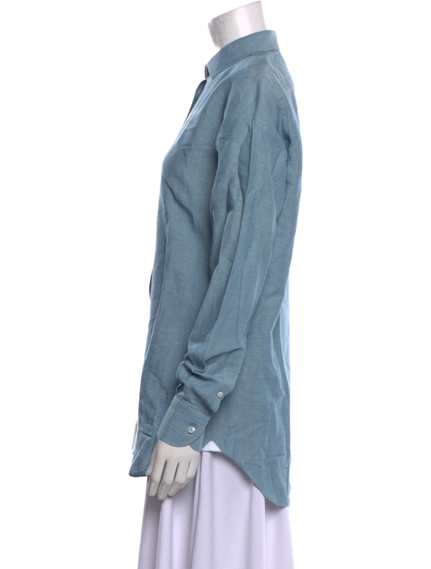 Loro Piana Linen Long Sleeve Button-Up Top