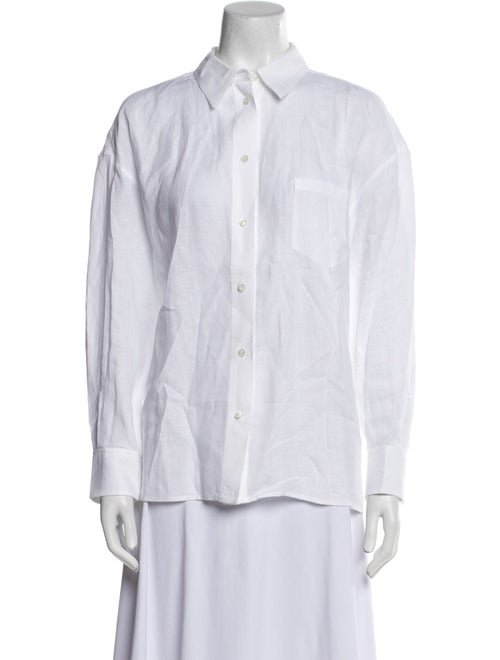 Loro Piana Linen Long Sleeve Button-Up Top