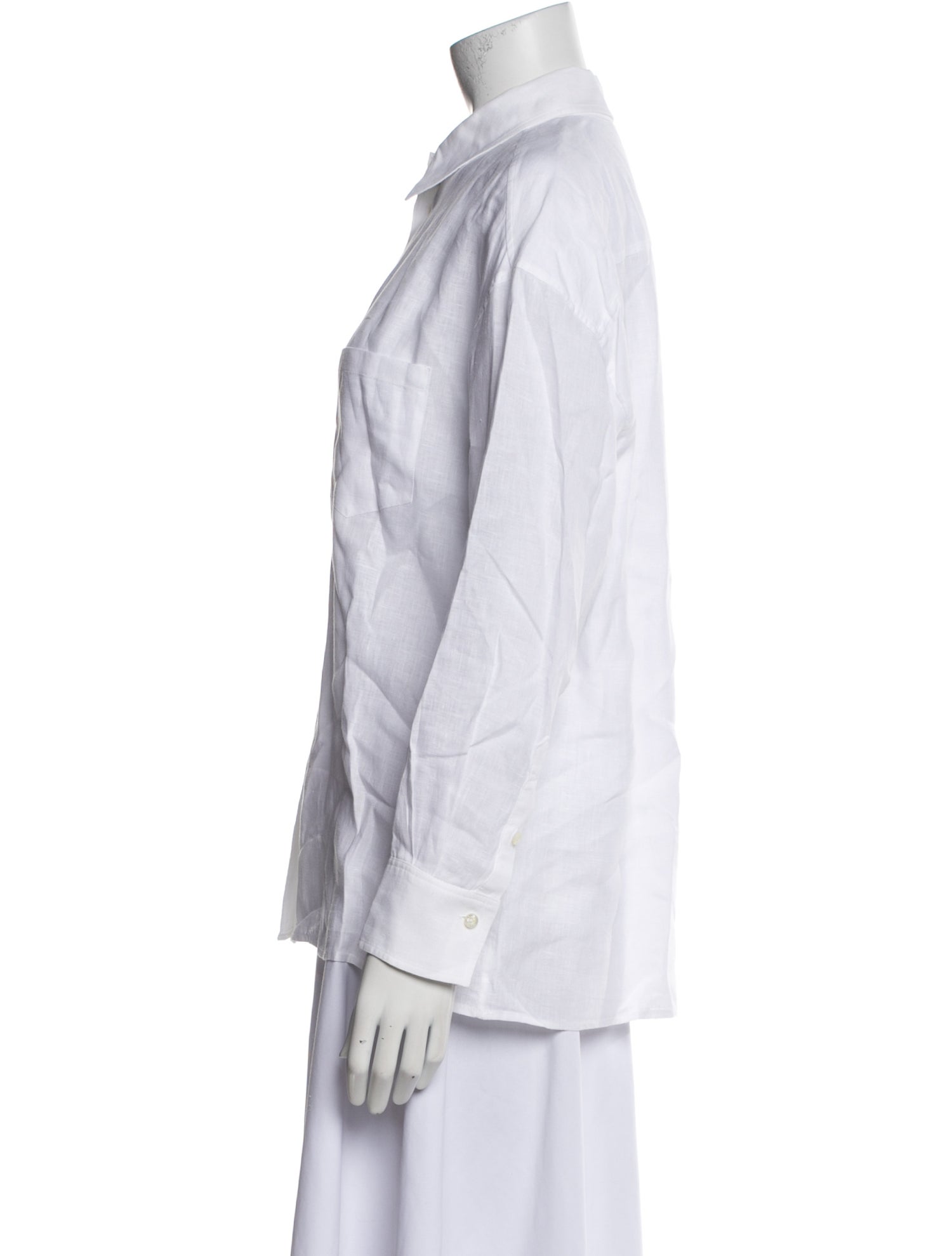 Loro Piana Linen Long Sleeve Button-Up Top