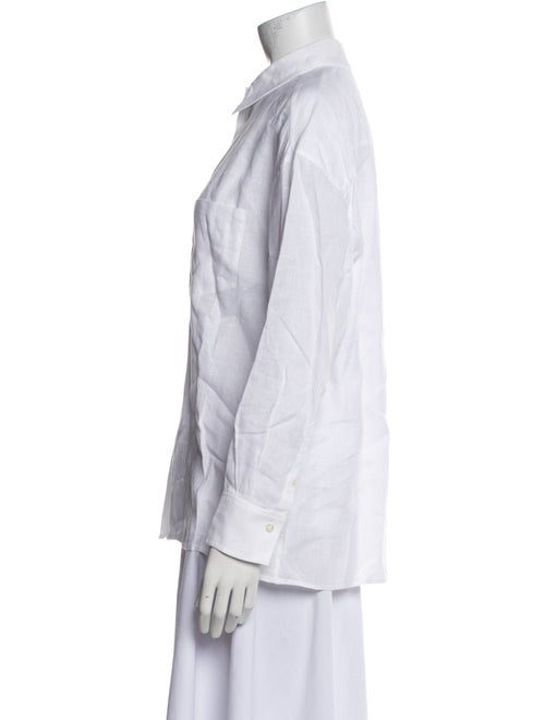 Loro Piana Linen Long Sleeve Button-Up Top