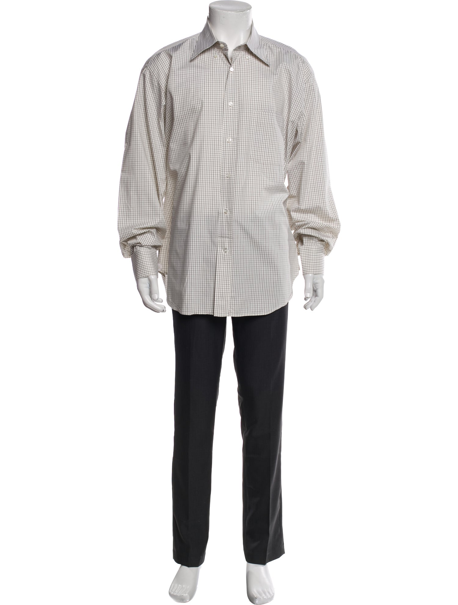 Loro Piana Plaid Print Long Sleeve Dress Shirt