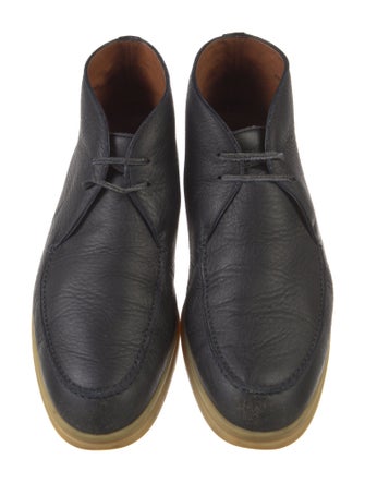 Loro Piana Walk and Walk Leather Lace-Up Boots