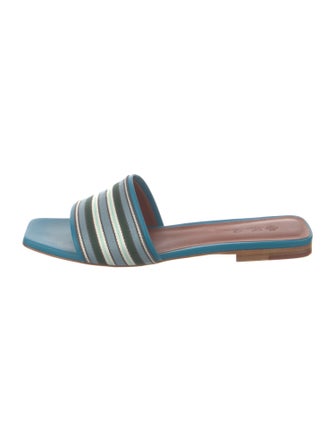 Loro Piana Suitcase Stripe Leather Slides