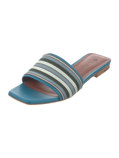 Loro Piana Suitcase Stripe Leather Slides