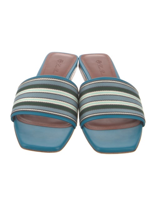 Loro Piana Suitcase Stripe Leather Slides