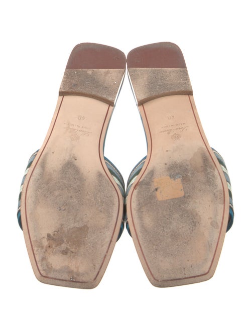 Loro Piana Suitcase Stripe Leather Slides