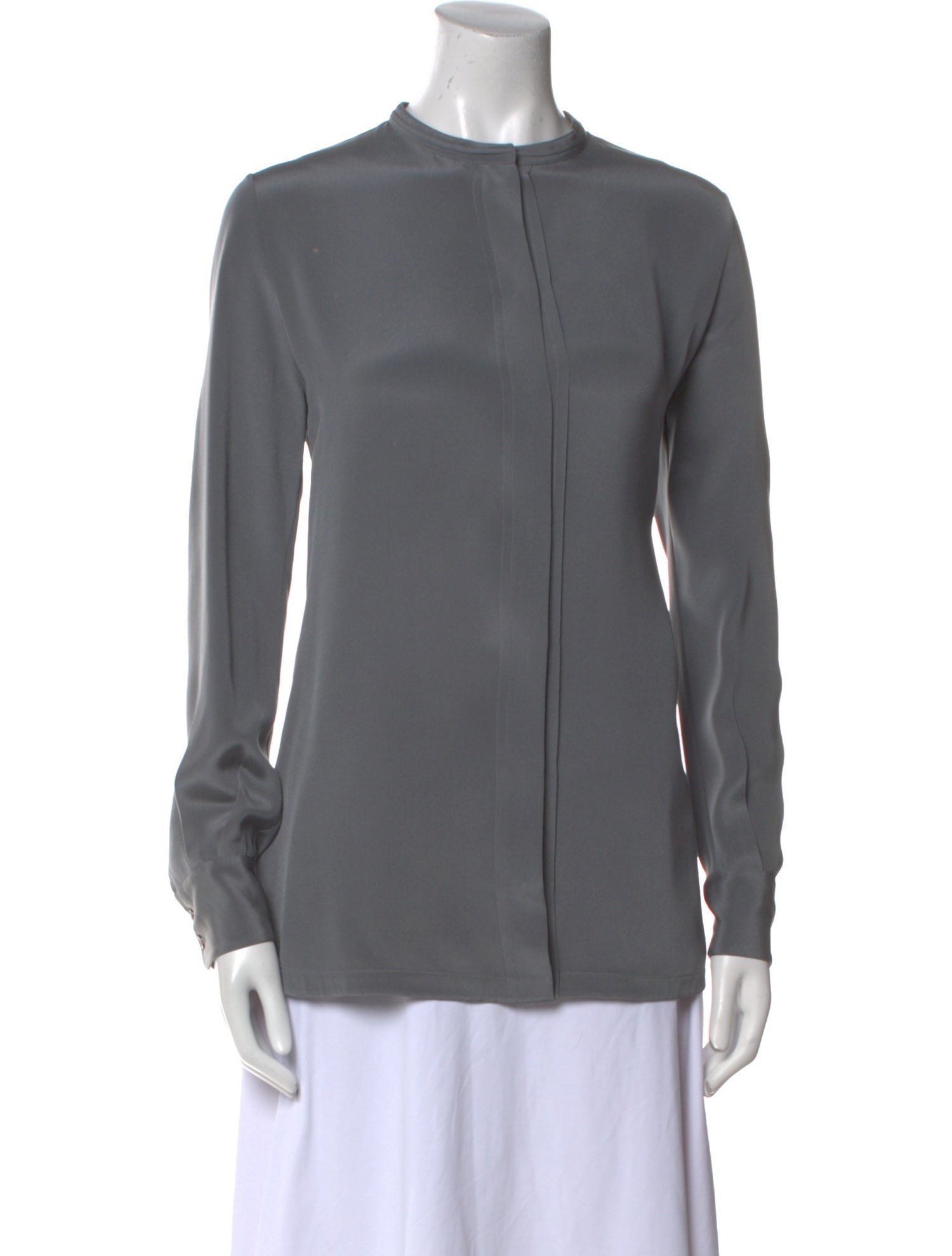 Loro Piana Silk Crew Neck Button-Up Top