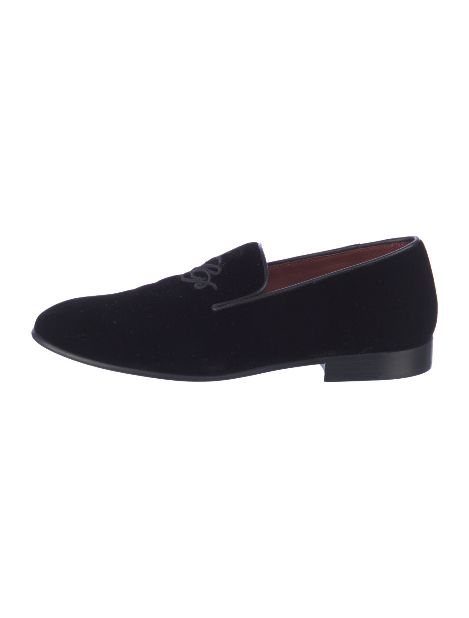 Loro Piana Velvet Embroidered Accent Loafers