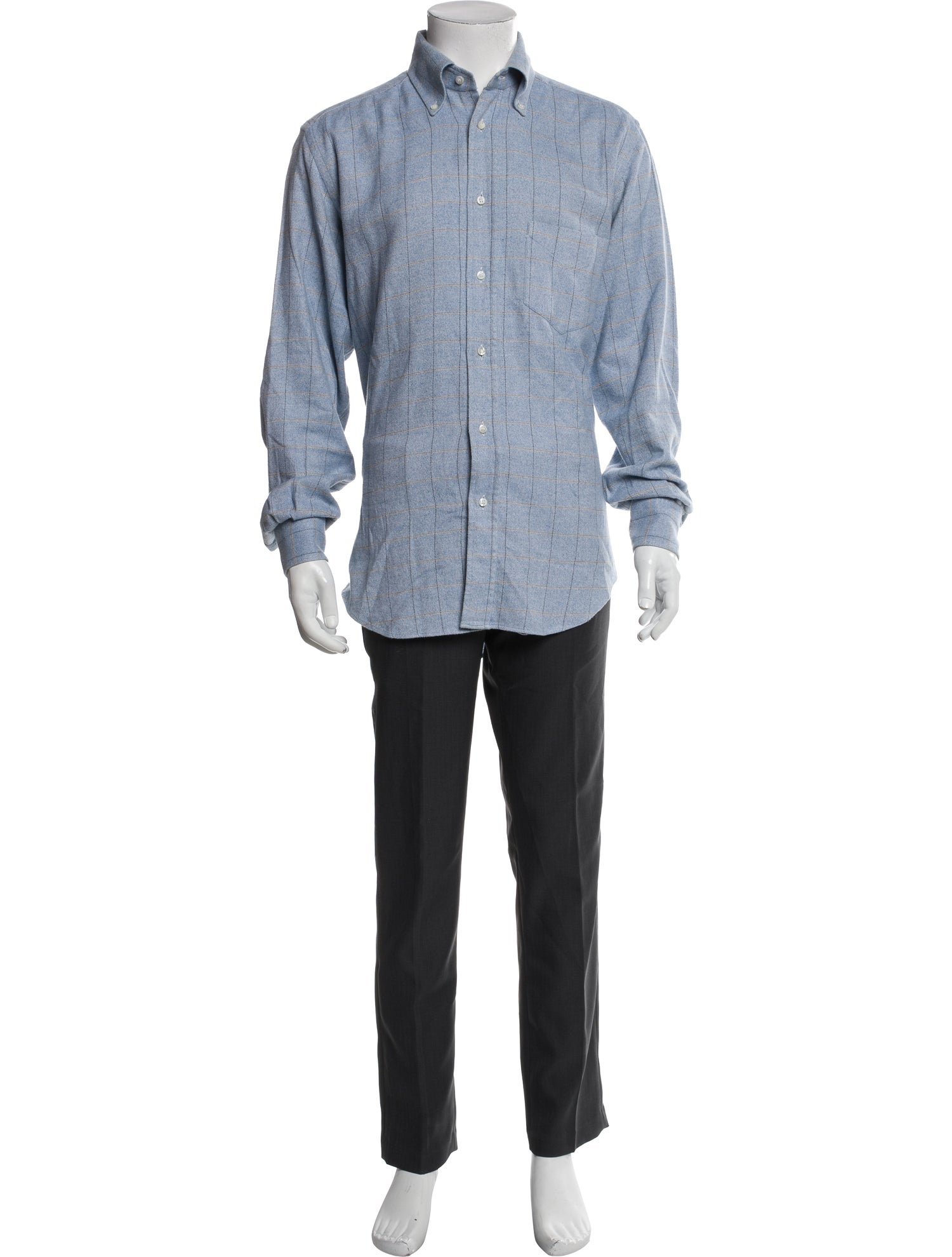 Loro Piana Plaid Print Long Sleeve Shirt