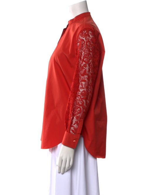 Loro Piana Mock Neck Long Sleeve Blouse