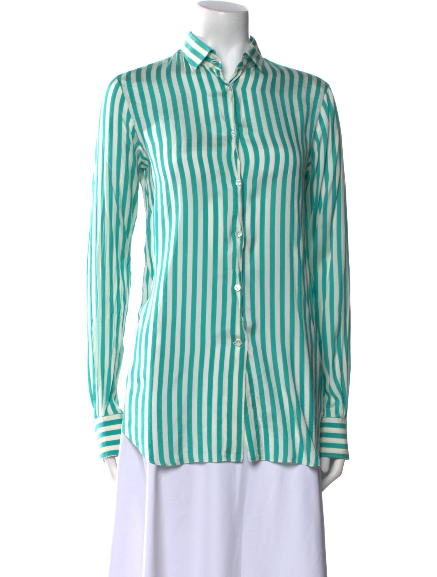 Loro Piana Silk Striped Button-Up Top