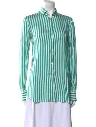Loro Piana Silk Striped Button-Up Top