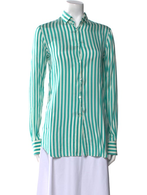 Loro Piana Silk Striped Button-Up Top