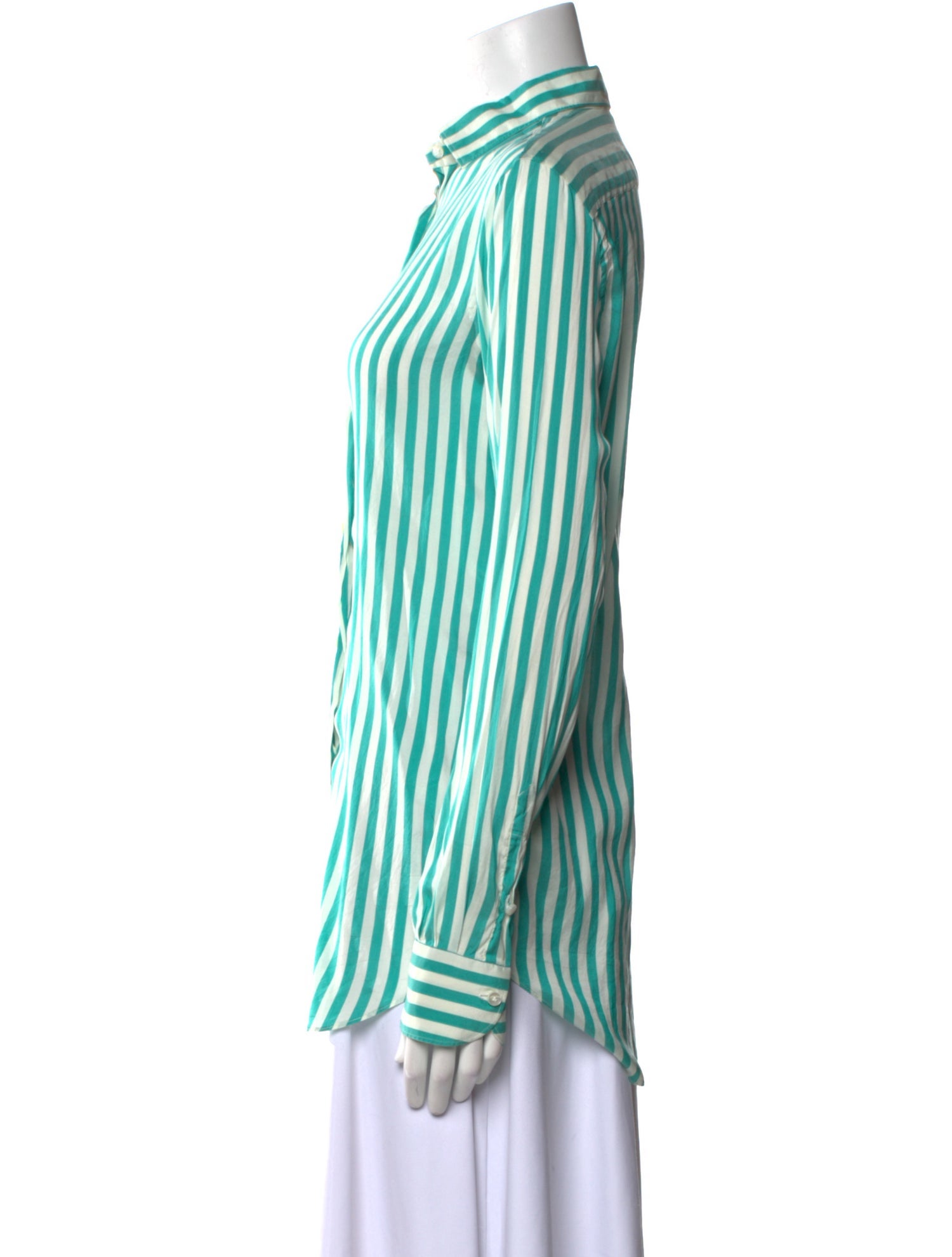 Loro Piana Silk Striped Button-Up Top