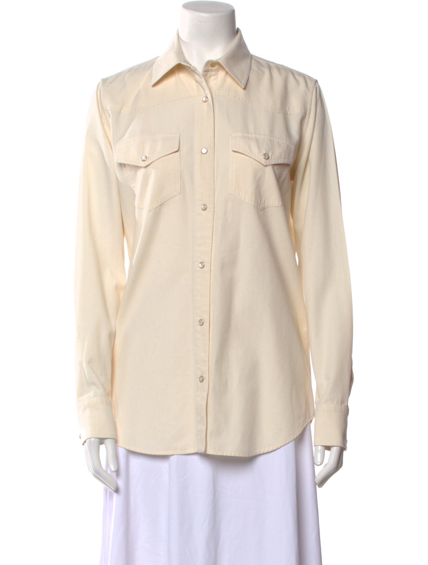Loro Piana Yelena Long Sleeve Button-Up Top