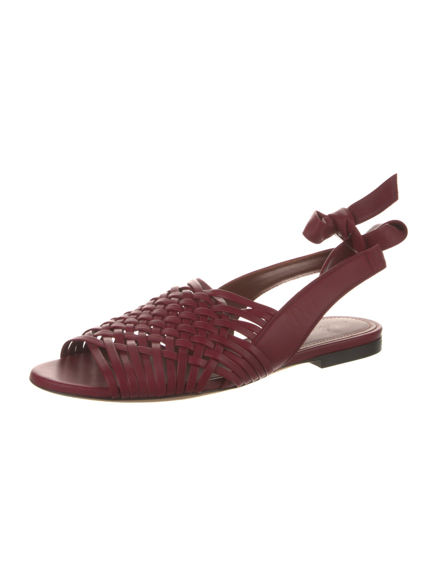Loro Piana Leather Braided Accents Slingback Sandals
