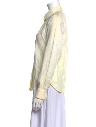 Loro Piana Linen Long Sleeve Button-Up Top